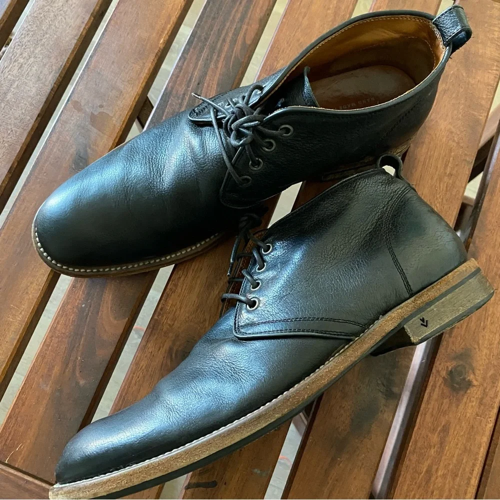john varvatos handmade In Italy black leather chukka boots men 10.5